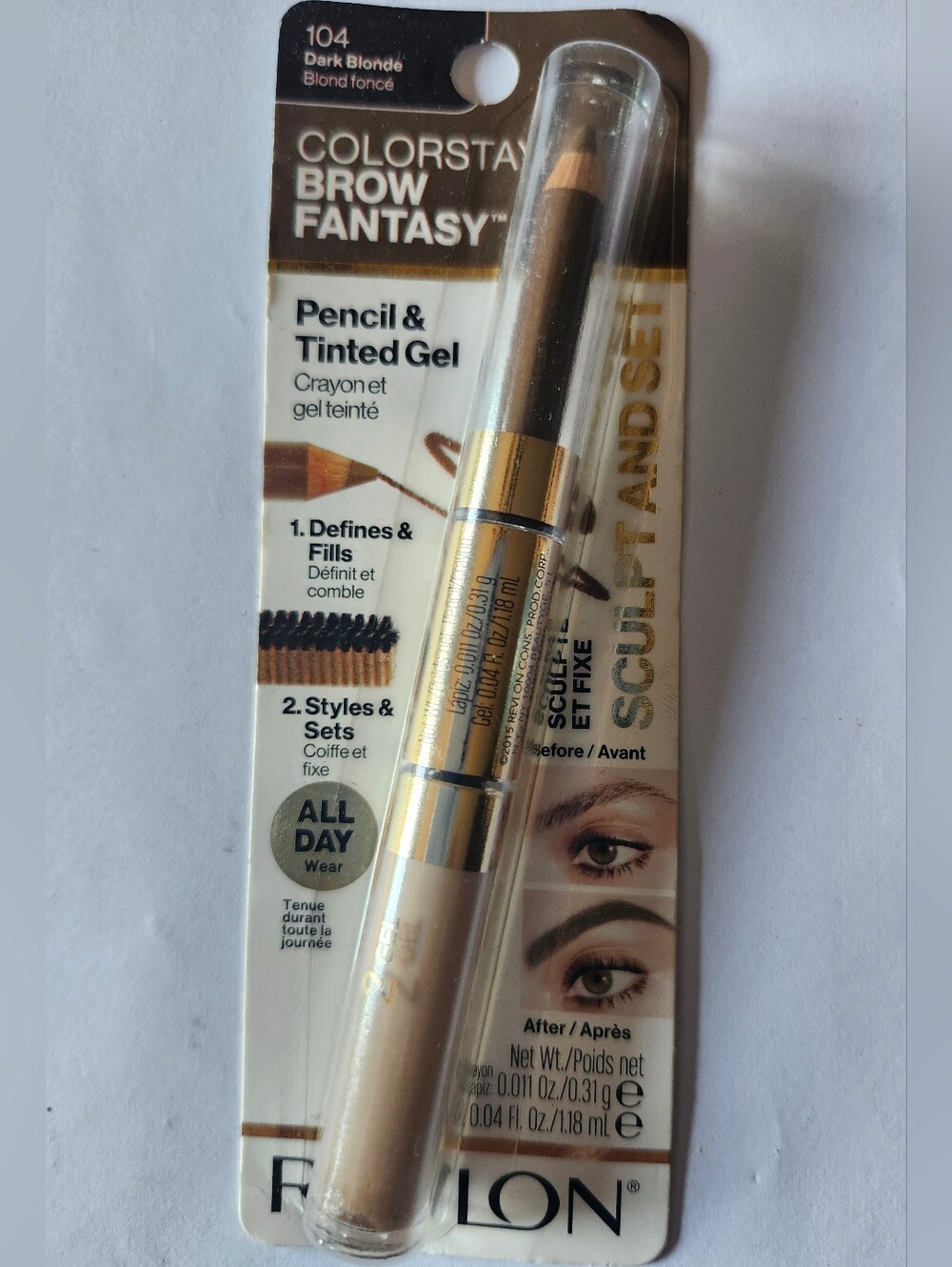 Revlon ColorStay Brow Fantasy Pencil & Tinted Gel - 104 Dark Blonde New